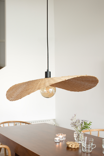 Pendelleuchte Rayo - Eisen / Bambus - 1-flammig - Beige