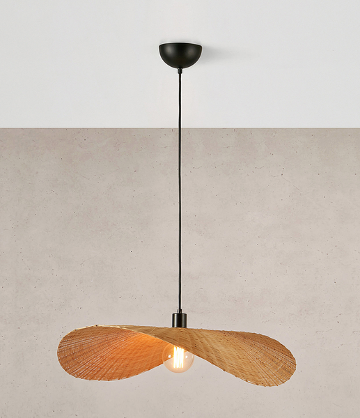 Pendelleuchte Rayo - Eisen / Bambus - 1-flammig - Beige
