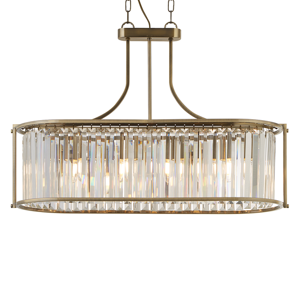 Pendelleuchte Victoria 5-flammig - Kristallglas / Stahl - Messing