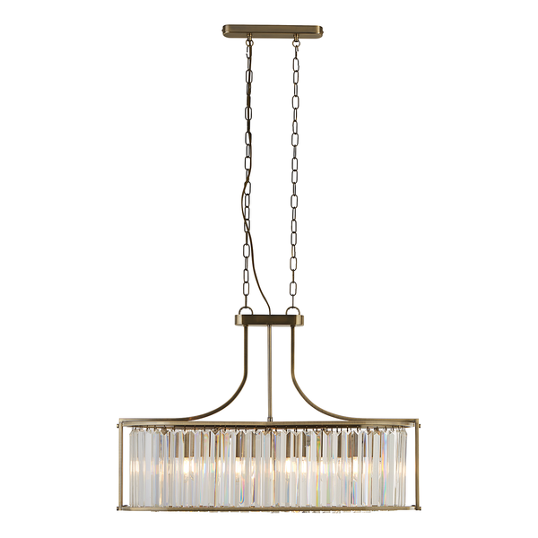 Pendelleuchte Victoria 5-flammig - Kristallglas / Stahl - Messing