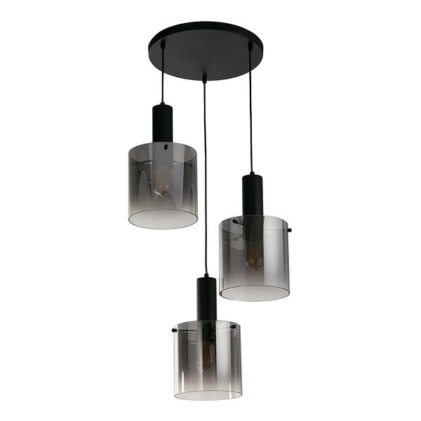 Pendelleuchte Sweden 3-flammig - Stahl / Glas - Schwarz