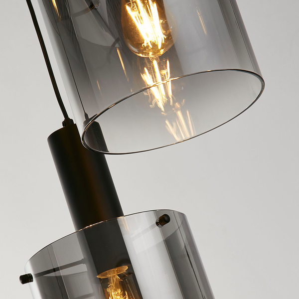 Pendelleuchte Sweden 3-flammig - Stahl / Glas - Schwarz