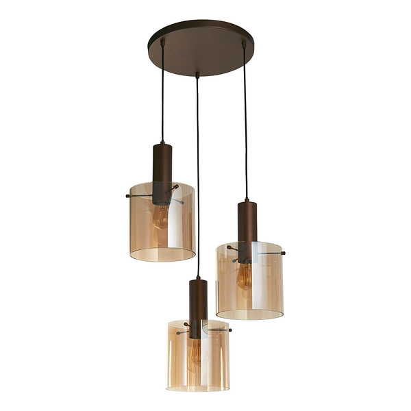 Pendelleuchte Sweden 3-flammig - Stahl / Glas - Bernstein