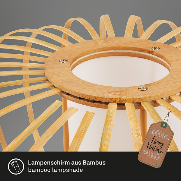 Pendelleuchte Agueiro - Aluminium / Bambus - Schwarz - Flammenanzahl: 3