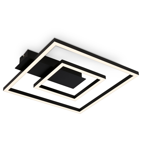 LED-Deckenleuchte Figa 2-flammig - Aluminium / Polypropylen - Schwarz