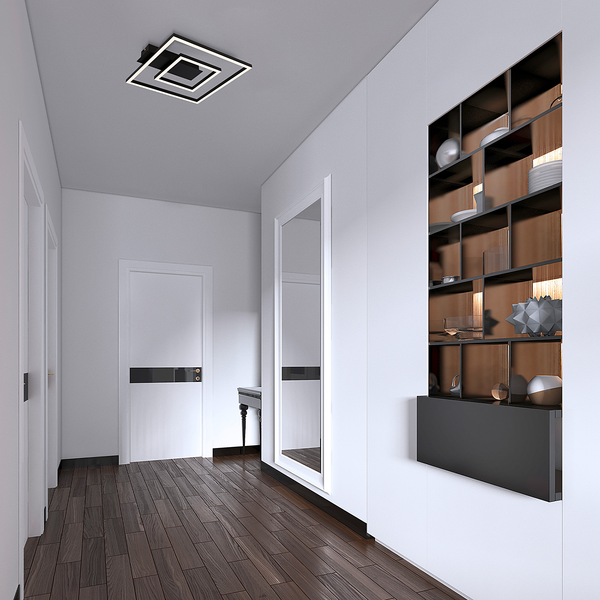 LED-Deckenleuchte Figa 2-flammig - Aluminium / Polypropylen - Schwarz
