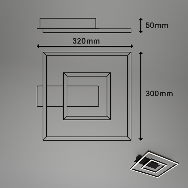 LED-Deckenleuchte Figa 2-flammig - Aluminium / Polypropylen - Schwarz
