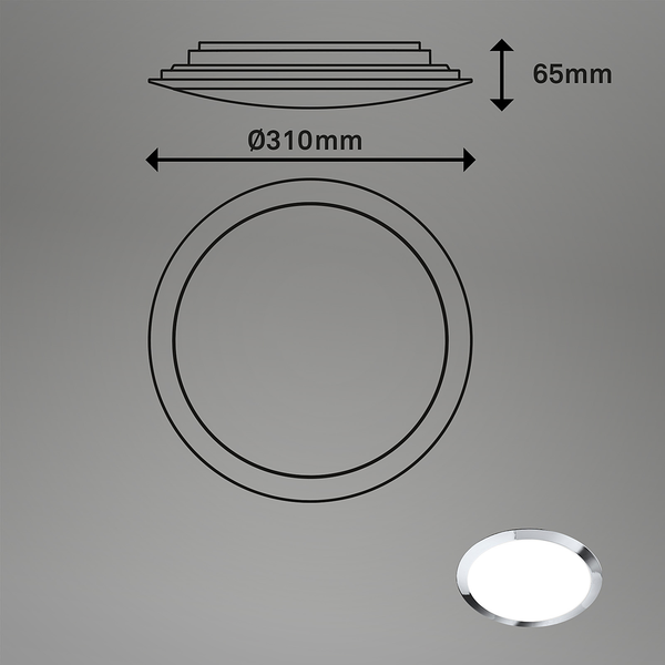 LED-Deckenleuchte Pevide - Polypropylen - 1-flammig - Chrom