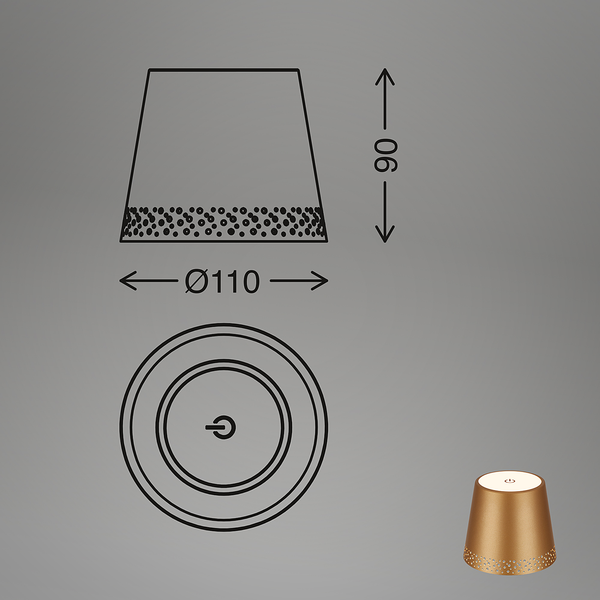 LED-Flaschenlicht Bairros - Aluminium - 1-flammig - Gold