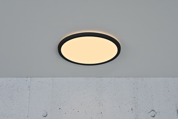 LED-Deckenleuchte Oja Dim Warmweiß - PVC - Schwarz - 1-flammig - Durchmesser: 29 cm