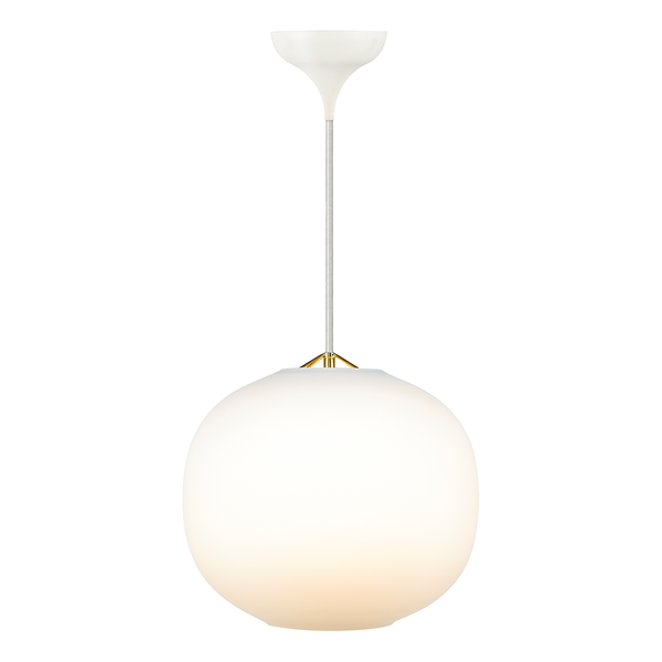 Pendelleuchte Navone - Messing / Opalglas - Weiß - 1-flammig - Durchmesser: 30 cm