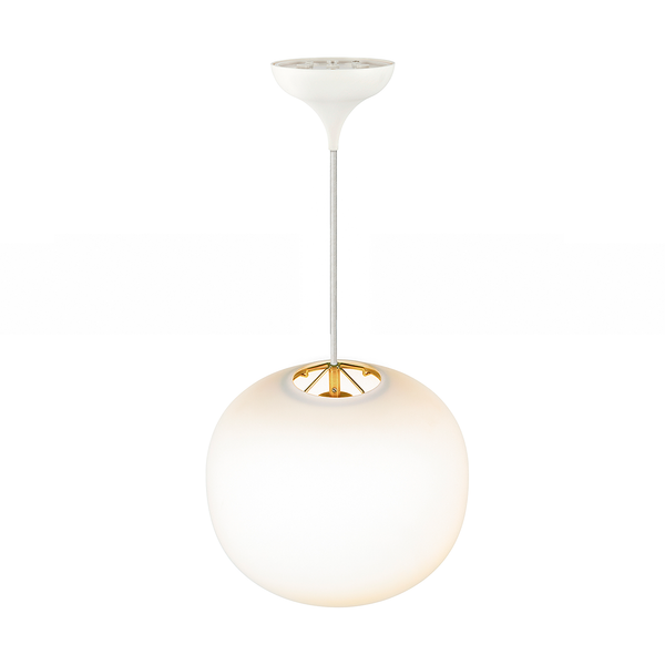 Pendelleuchte Navone - Messing / Opalglas - Weiß - 1-flammig - Durchmesser: 30 cm