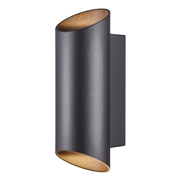 Wandleuchte Nico Round - Aluminium / Glas - 2-flammig - Schwarz