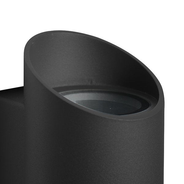 Wandleuchte Nico Round - Aluminium / Glas - 2-flammig - Schwarz