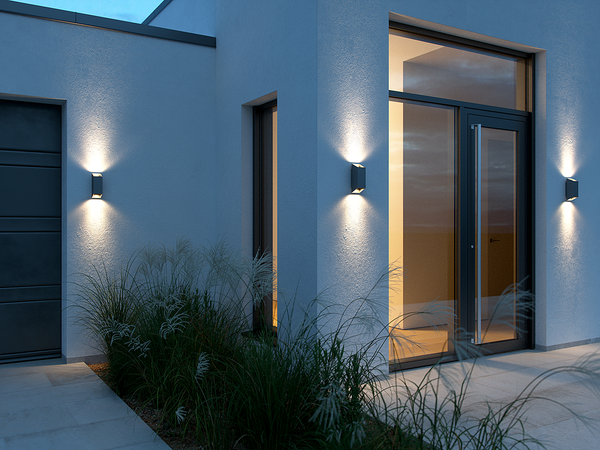 Wandleuchte Nico Square - Aluminium / Glas - 2-flammig - Grau
