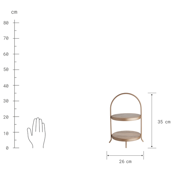 Etagere KATE 2-stufig - Mangoholz / Metall - Braun