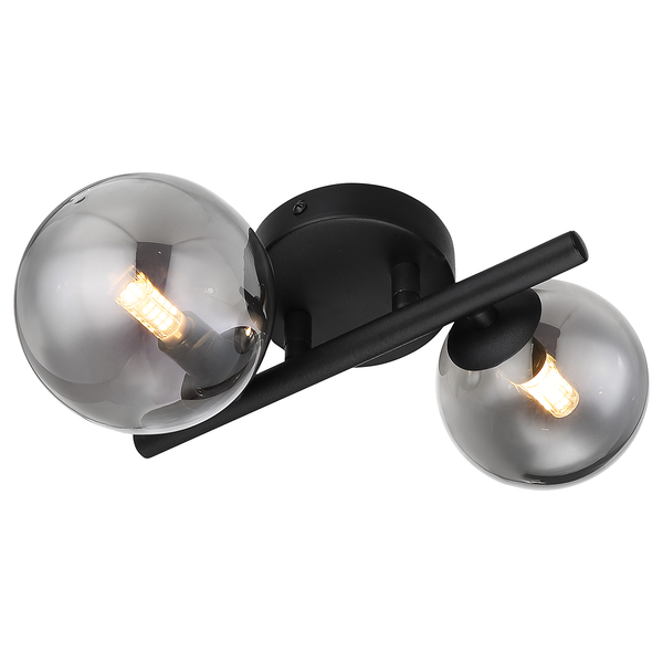 LED-Wandleuchte Riha - Farbglas / Eisen - 2-flammig