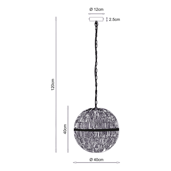 Pendelleuchte Hermi Typ J - Eisen; Messing - 1-flammig - Durchmesser: 40 cm