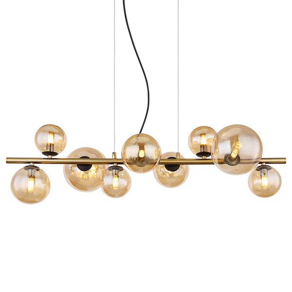 LED-Pendelleuchte Riha - Farbglas / Eisen- 9-flammig