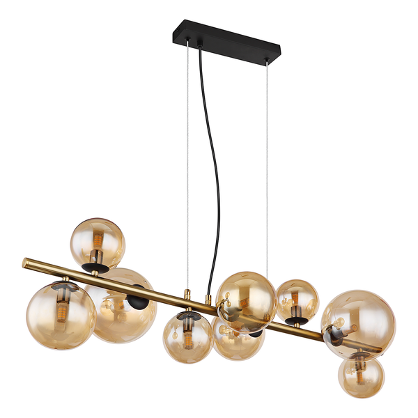 LED-Pendelleuchte Riha - Farbglas / Eisen- 9-flammig