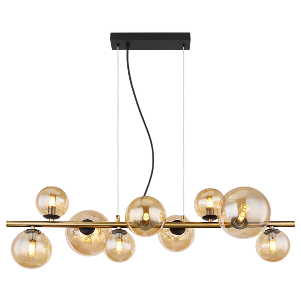 LED-Pendelleuchte Riha - Farbglas / Eisen- 9-flammig