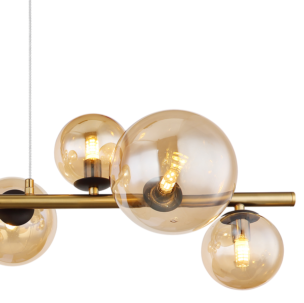 LED-Pendelleuchte Riha - Farbglas / Eisen- 9-flammig