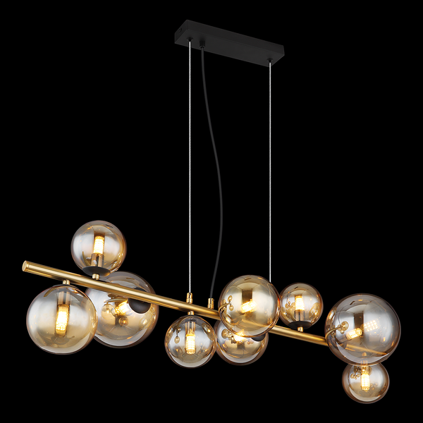 LED-Pendelleuchte Riha - Farbglas / Eisen- 9-flammig