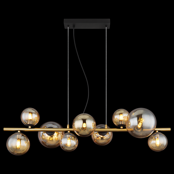 LED-Pendelleuchte Riha - Farbglas / Eisen- 9-flammig