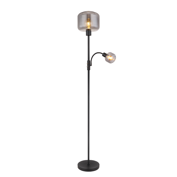Stehleuchte Giuseppe - Farbglas / Eisen - 1-flammig - Grau