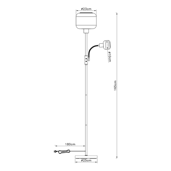 Stehleuchte Giuseppe - Farbglas / Eisen - 1-flammig - Grau