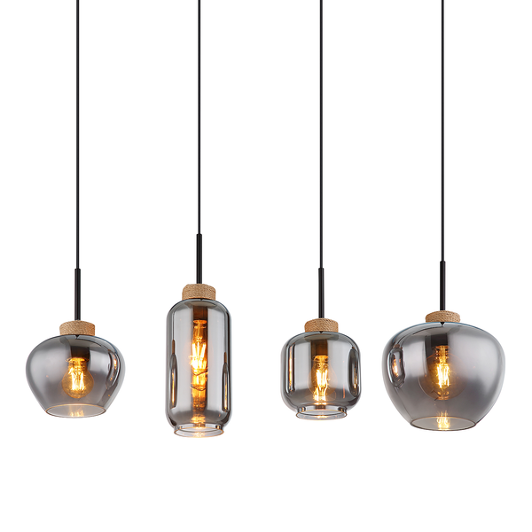 Pendelleuchte Matt Typ B - Farbglas / Eisen - 4-flammig