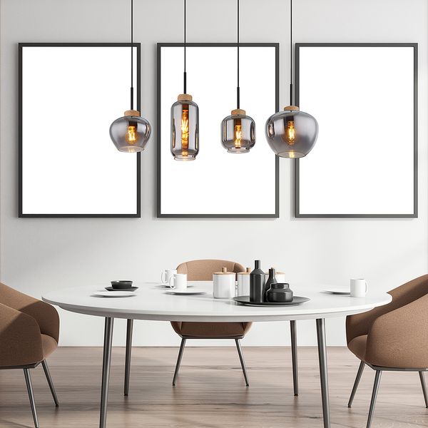 Pendelleuchte Matt Typ B - Farbglas / Eisen - 4-flammig