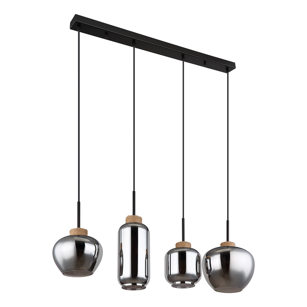 Pendelleuchte Matt Typ B - Farbglas / Eisen - 4-flammig