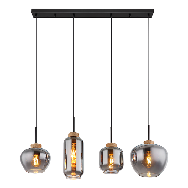 Pendelleuchte Matt Typ B - Farbglas / Eisen - 4-flammig