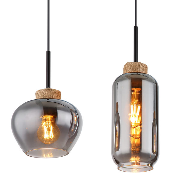 Pendelleuchte Matt Typ B - Farbglas / Eisen - 4-flammig