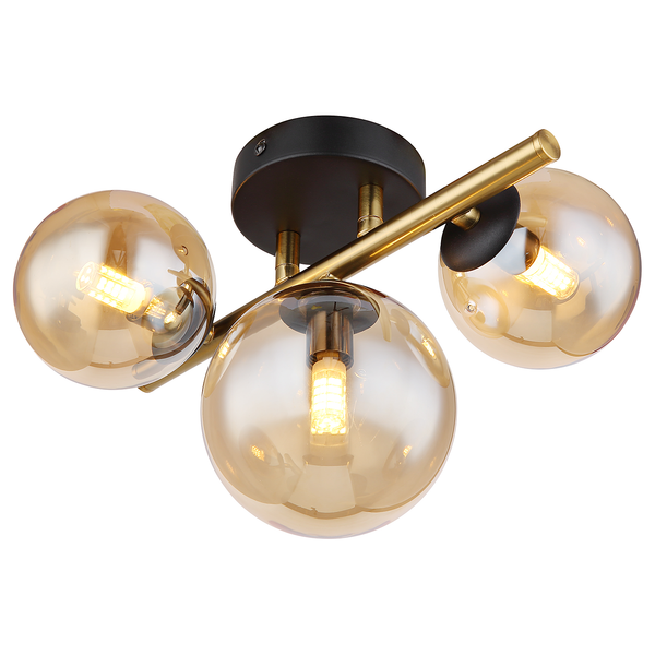 LED-Deckenleuchte Riha Typ B - Farbglas / Eisen- 3-flammig