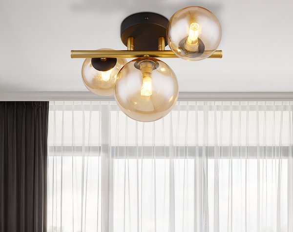 LED-Deckenleuchte Riha Typ B - Farbglas / Eisen- 3-flammig