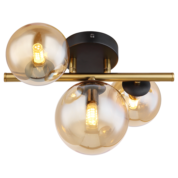LED-Deckenleuchte Riha Typ B - Farbglas / Eisen- 3-flammig