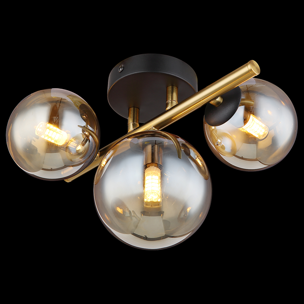 LED-Deckenleuchte Riha Typ B - Farbglas / Eisen- 3-flammig