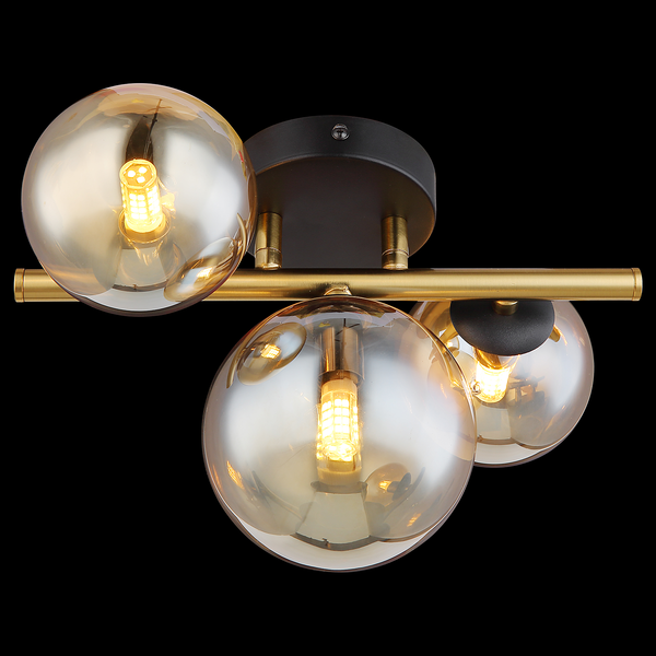 LED-Deckenleuchte Riha Typ B - Farbglas / Eisen- 3-flammig
