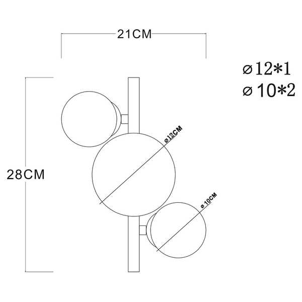 LED-Deckenleuchte Riha Typ B - Farbglas / Eisen- 3-flammig