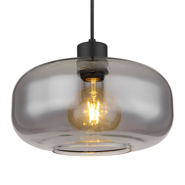 Pendelleuchte Giuseppe - Farbglas / Eisen - 1-flammig - Grau