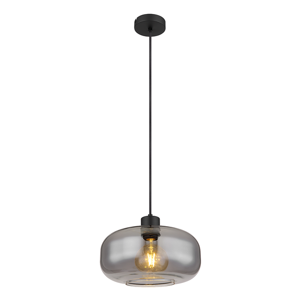 Pendelleuchte Giuseppe - Farbglas / Eisen - 1-flammig - Grau