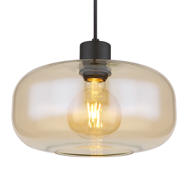 Pendelleuchte Giuseppe - Farbglas / Eisen - 1-flammig - Beige
