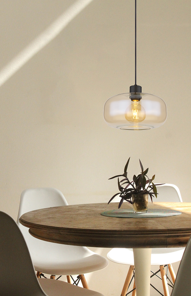 Pendelleuchte Giuseppe - Farbglas / Eisen - 1-flammig - Beige