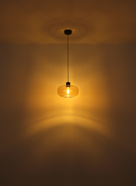 Pendelleuchte Giuseppe - Farbglas / Eisen - 1-flammig - Beige
