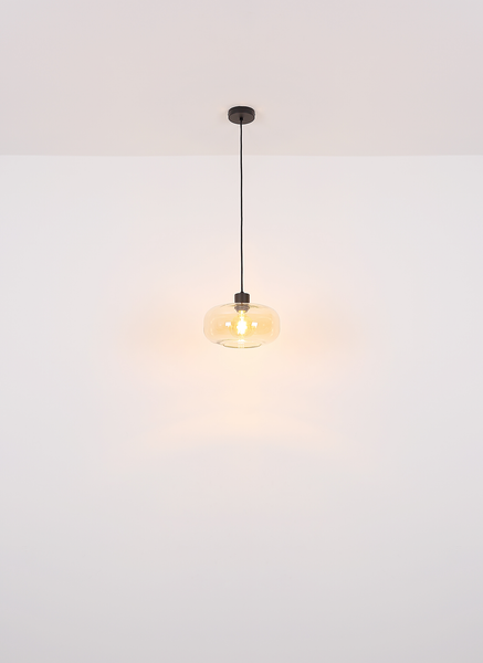 Pendelleuchte Giuseppe - Farbglas / Eisen - 1-flammig - Beige