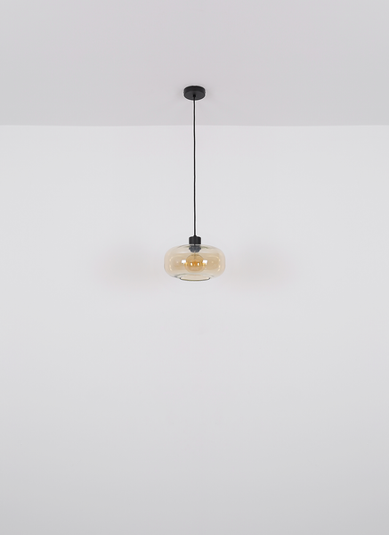 Pendelleuchte Giuseppe - Farbglas / Eisen - 1-flammig - Beige