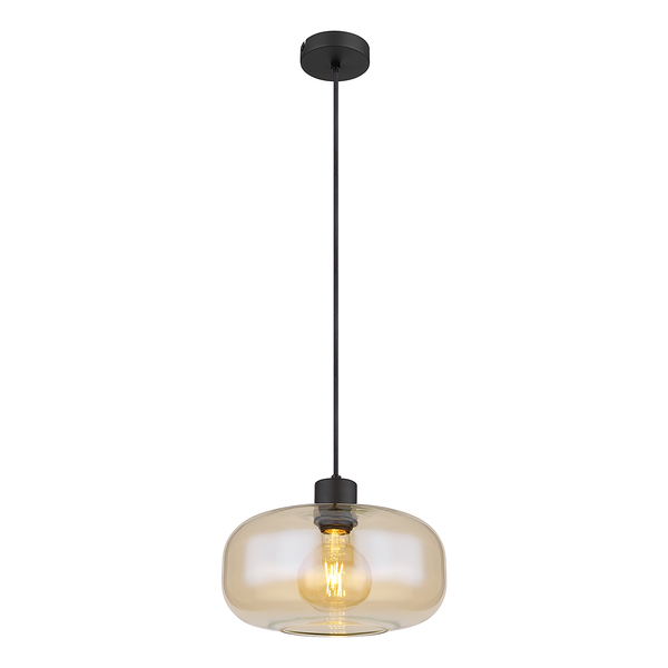 Pendelleuchte Giuseppe - Farbglas / Eisen - 1-flammig - Beige
