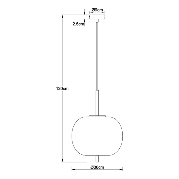 Pendelleuchte Blacky Typ J - Milchglas / Eisen - 1-flammig